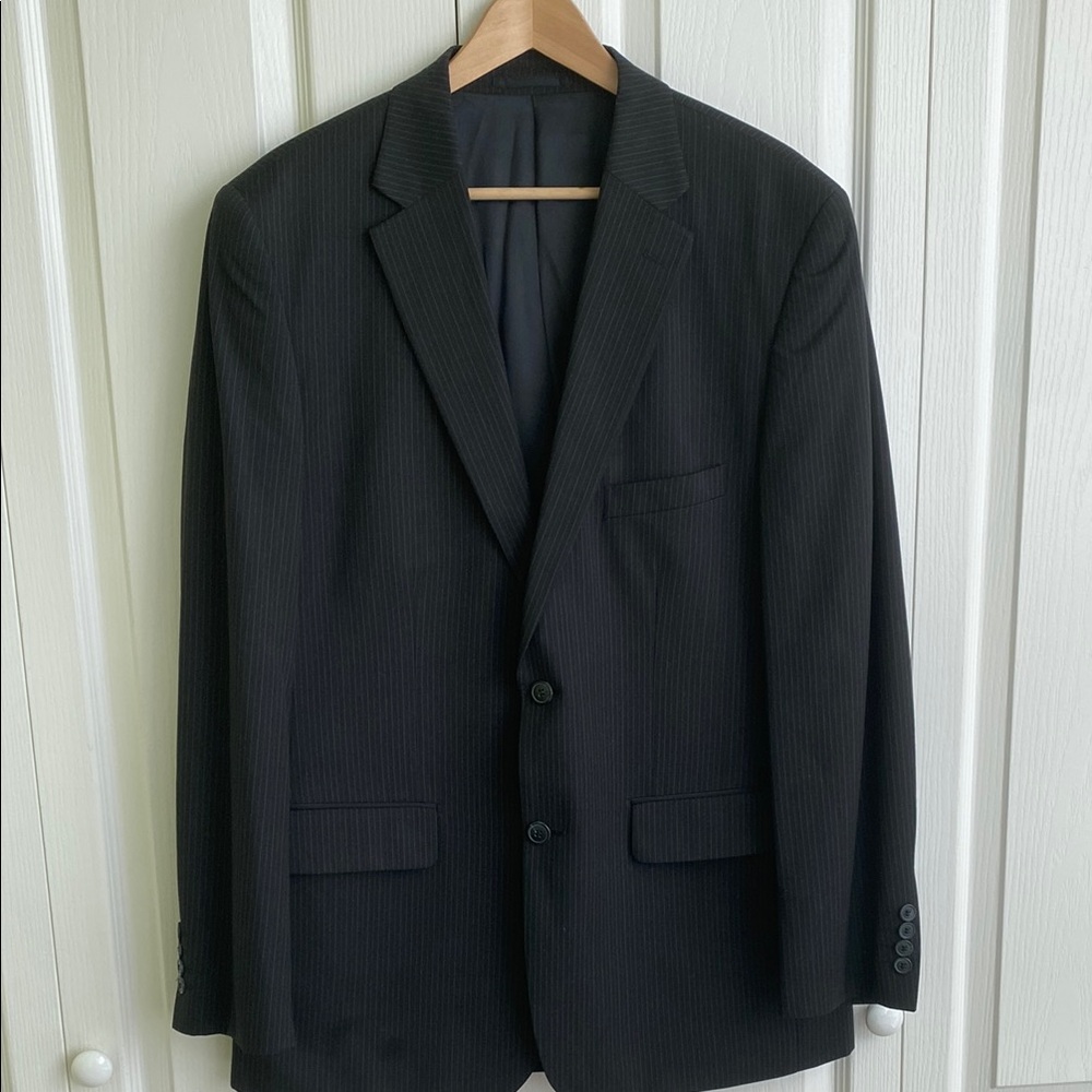 Black Wool Sport Coat with Notched Lapels